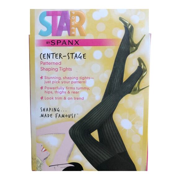 Spanx Star Power Center Stage Ribbed Row Patterned Shaping Tights Size C - Picture 7 of 14